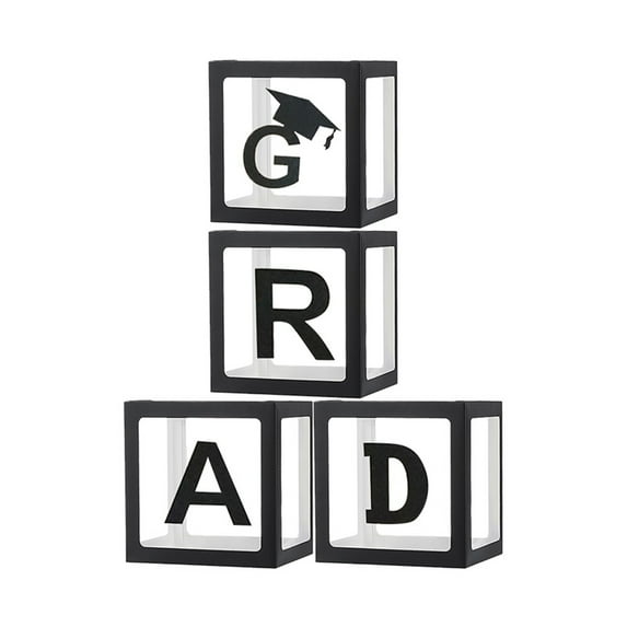 Pedty Event & Party,2024 Balloons Boxes Grad So Proud Of You Graduations 2024 for Graduation Party Decorations Supplies for Indoor/Outdoor Home Door Décor 4 Pcs Black Balloons Transparent Boxes