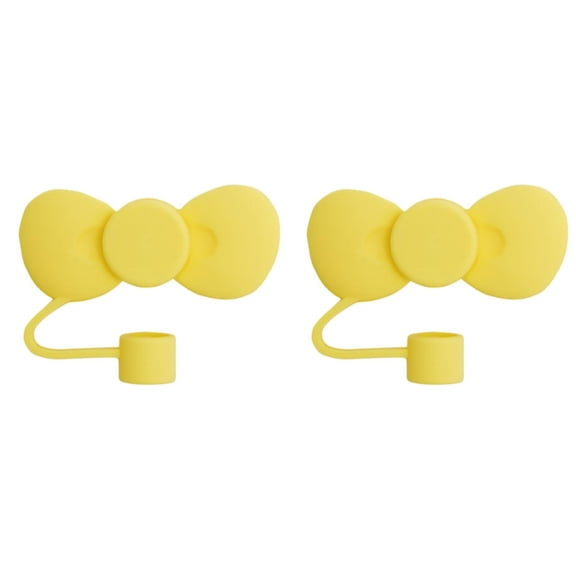 Pedty Ice Mug Straw Cover X2，2 Pcs Cute Bow Covers Cap Toppers Tips Compatible With 40/30 Oz Tumbler Cups Reusable Cute Silicone Lids Protectors for 0.4 In/10mm Ley Cups Accessories