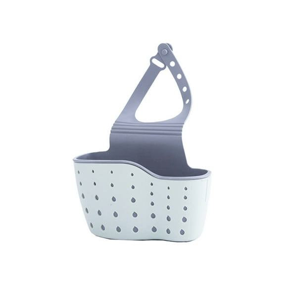 Pedty Kitchen Utensils Sink Drain Hanging Bag Blue,Kitchen Sink Rack Soap Sponge Drain Pipe Rack Sink Bag Sponge Rack Drain Pipe Hole Silicone Hanging Double Basket Drain Rack Storage Basket