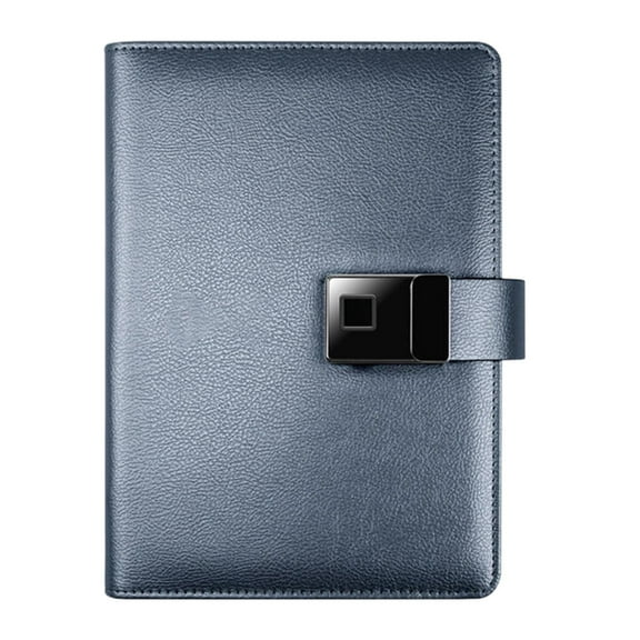 Pedty Leather Notebook with Fingerprint Lock Dark Gray,Intelligent Fingerprint Unlocking Notebook Mobile Wireless Charging Student Notebook A5 Loose Business Notebook,