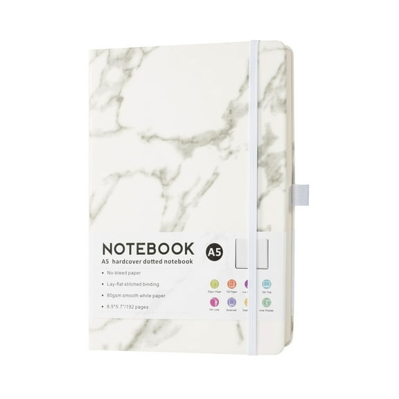 Pedty Notebook,192 Pages College Ruled Notebook for Writing Note Taking Work 100 Gsm Thick Paper Hardcover Journal Medium 5.83" X 8.83",Notebook White,Marble Pattern A5 Notebook*1