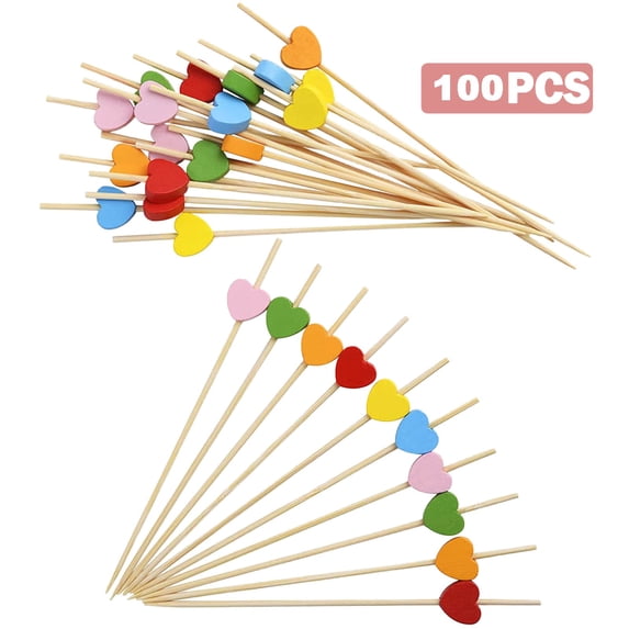 Pedty Tableware,100 Pcs/Pack Valentine'S Day Disposable Art Skewer Net Cute Love Cake Sign Fruit Sign Sign