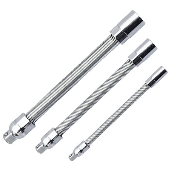 Pedty Universal Impact Socket,Extension Set,Socket 3 Counts Bendable Flexible Shaft Extension Rods Set Flexible Spring Bit Adapters for Drill 1/4 3/8 1/2 Sizes (Set),Power Tool Accessory