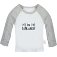 thumbnail image 1 of Pee On The Patriarchy Funny T shirt For Baby, Newborn Babies T-shirts, Infant Tops, 0-24M Kids Graphic Tees Clothing (Long Gray Raglan T-shirt, 18-24 Months), 1 of 4