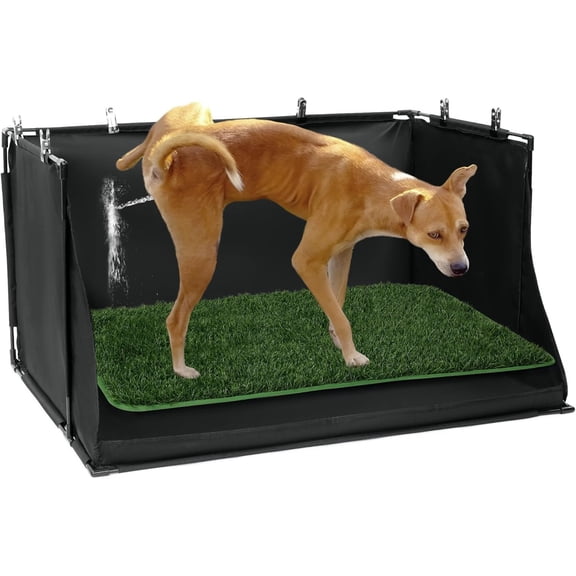 Pee Pad Holder with Artificial Grass, 33.8 * 24 * 17.7 in Foldable Indoor Potty Tray with Hemmed Edge, No Spill Pee Pad Holder Tray Puppy Litter Box for Dogs