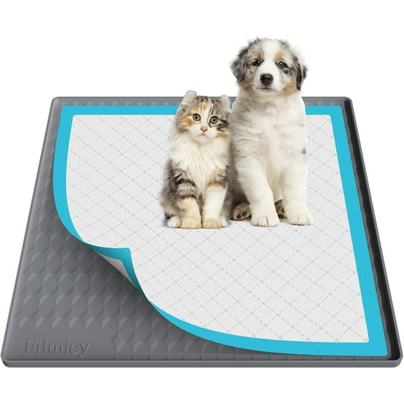 Pee Pad Holder for Dogs,Silicone Dog Puppy Pad Holder, 24 x 24 No Spill Raised Lip High Edge,Portable, Leak-Proof Mat Holder for Dog Training Pads,Square Potty Trays for Home Floor Protection