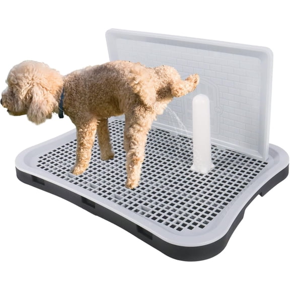 Pee Pad Holder, Puppy Pad Holder, Indoor Dog Potty with Splash Guard & Center Post, Pee Pad Holder for Small and Medium-Sized Dogs 20.1"X15.5" (Gray)