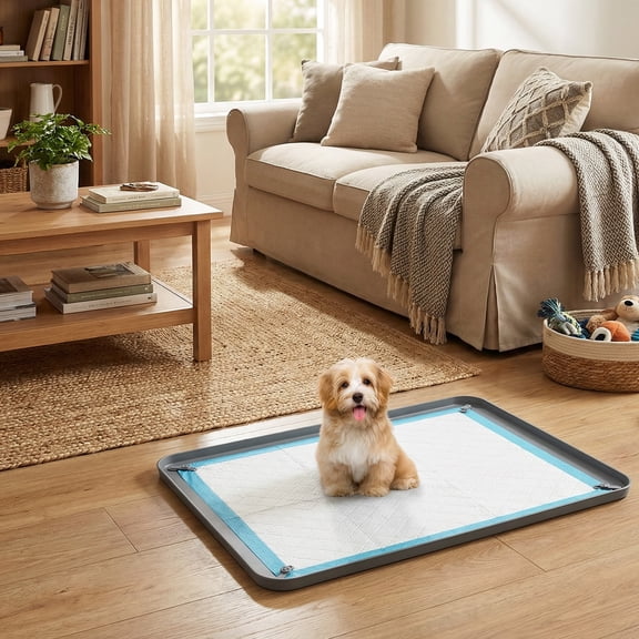 Pee Pad Holder for Dogs Reusable Silicone Puppy Pad Holder Leak proof Mat with Raised Edge for Floor Protection
