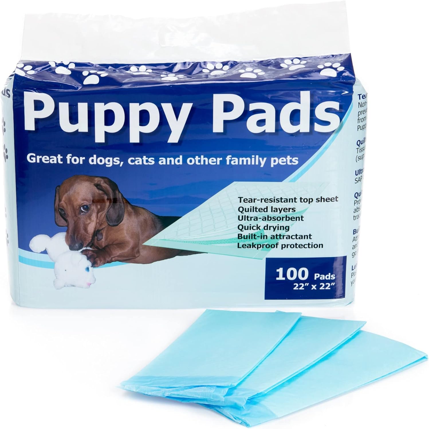 Pee Pads for Dogs Ultra Absorbent Durable Layered Leak Proof Dog Pee Pads 22 in x 22 in Multi Use Including Puppy Crate Training Puppy Pads 100 Count Walmart