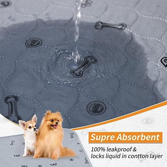 Pee Pads for Dogs Washable,34x52 Reusable Puppy Pads, Absorbent Whelping Pads with Bone Print, Non-Slip Waterproof Pet Training Pads for Couch, Crate, Potty Training