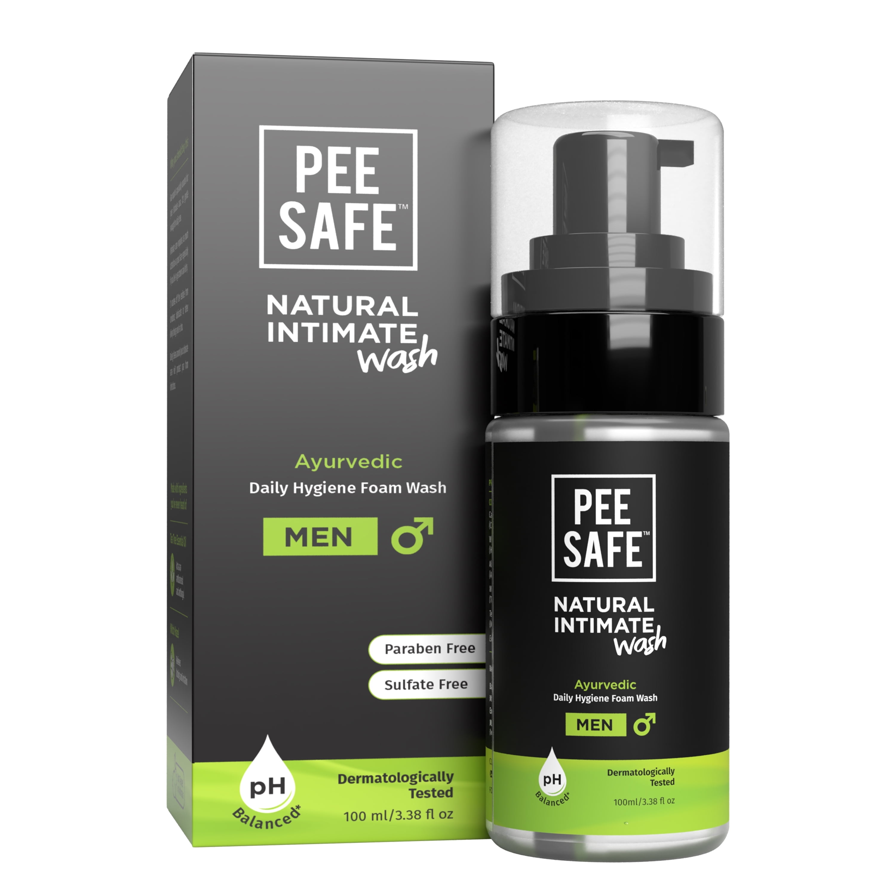 Pee Safe Natural Intimate Wash for Men, Genital Wash, pH Balanced, with Tea Tree Oil, 3.38 Fl Oz