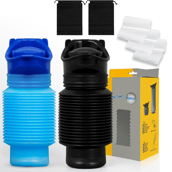 Pee Sport Urinal, Collapsible Urine Bottle, Car Pee Bottle for Men And Women, Leakproof, 2-Piece Set Emergency Urinal For Road Trips, 750ml, Traffic Jams & Camping