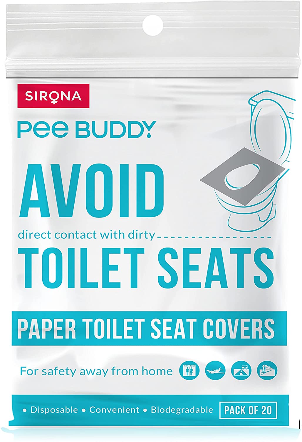 PeeBuddy Flushable Toilet Seat Cover 20 Seat Covers