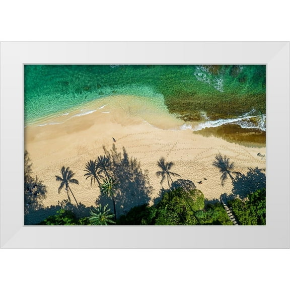 Peebles, Douglas 32x23 White Modern Wood Framed Museum Art Print Titled - Sunset Beach-North Shore-Oahu-Hawaii