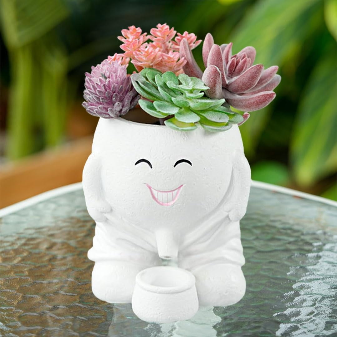 Peeing Plant Pot Funny Face Planter Pot with Drainage Hole, Novelty Head  Flower Vase for Indoor Outdoor Garden Desk Decor, Ceramic Succulent Pots  for Plants Gift(White) - Walmart.com
