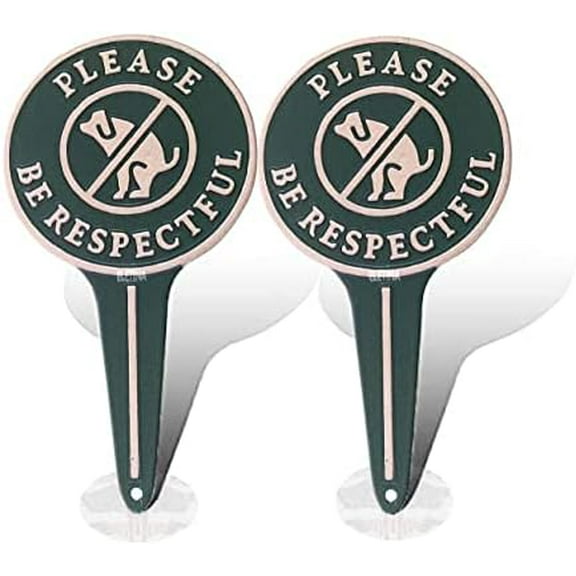 No Peeing/Pooping Be Respectful Dog Sign,Stop Dogs from Pooping and Peeing On Your Lawn, Politely Reads Please Be Respectful-Metal Reflective Yard Sign Protect Your Grass & Property (No Poo) (2Pack)