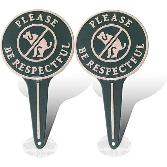 No Peeing/Pooping Be Respectful Dog Sign,Stop Dogs from Pooping and Peeing On Your Lawn, Politely Reads Please Be Respectful-Metal Reflective Yard Sign Protect Your Grass & Property (No Poo) (2Pack)