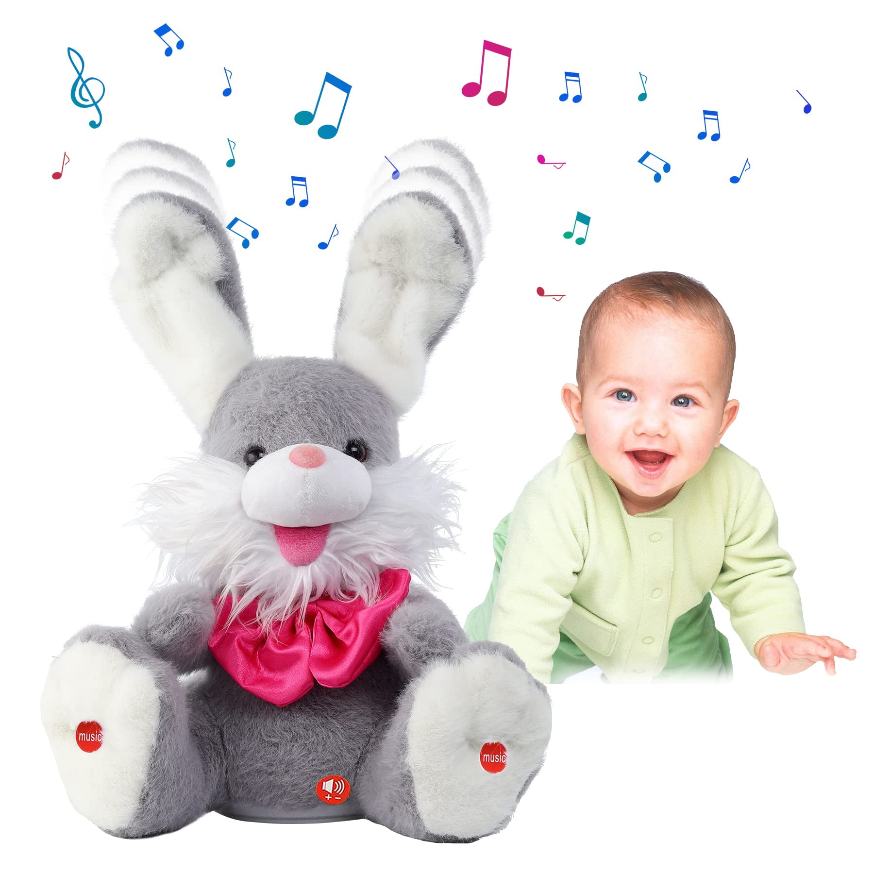 Peek A Boo Bunny Stuffed Animal, Singing Baby Toys for Girls, Children