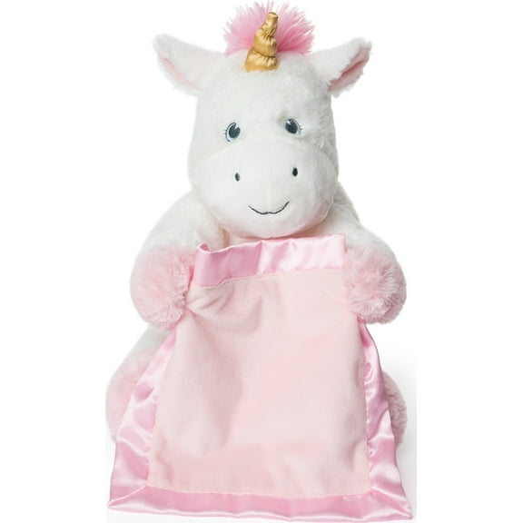 Peek-a-Boo Furry Friends Animated Peek-a-Boo Unicorn Plush, Cream & Pink, 10"