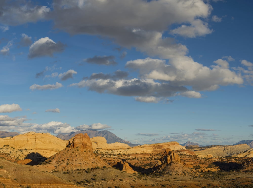 Peekaboo Arch and the sandstone wall in sunset light along the Burr Trail Capitol Reef National Park Utah USA Canvas Art - Panoramic Images (36 x 12)