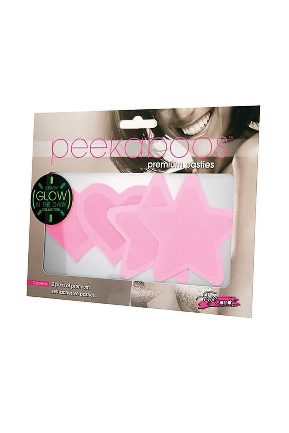Peekaboos Glow in the Dark Hearts & Stars - Hot Pink 2 Pairs