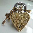 thumbnail image 1 of Peekdee Brass Pad lock Beautiful Handmade Skull Designed Door Lock Antique Finish Tala For Home Size-4.9 Inch, 1 of 4