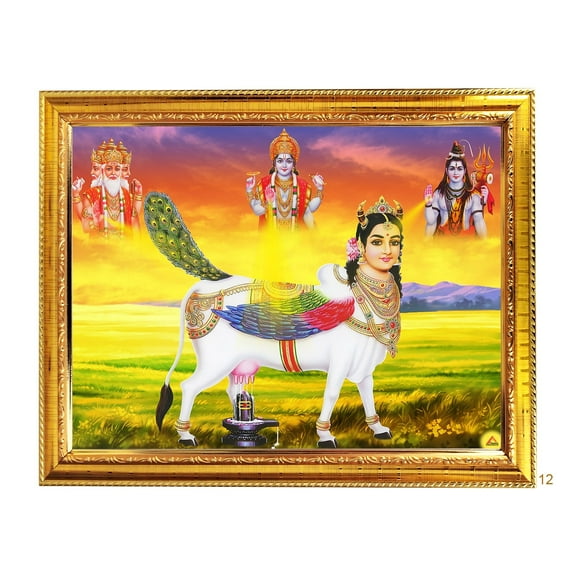 Peekdee Kamadhenu Hindu Religious Photo Frame With Photo 30 x 40 cm