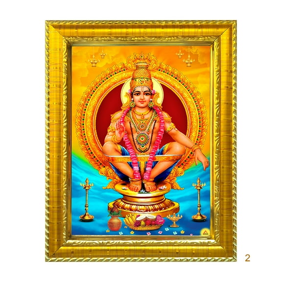 Peekdee Lord Ayyappa Table top Photo Frame Beautiful Religious Wall Hanging Scultpure Frame with Size 20.7 x 15.7 cm