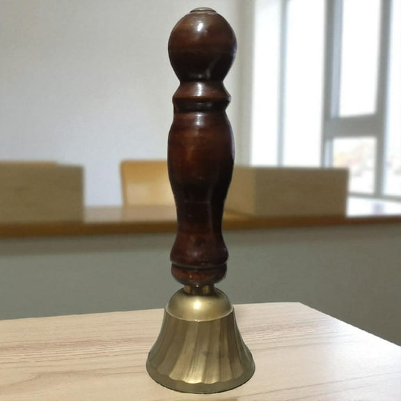 Peekdee Pooja Bell with Religious Wood Handle Ganti Traditional Sculpture Bell for Home and Temple -13 cm