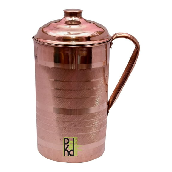 Peekdee Pure Copper 2 Liter Silver Touch Jug Handcrafted Health Benefits Pitcher For Gifting