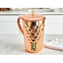 Peekdee Pure Copper Water Pitcher 1500 ML Diamond Nob Jug Handcrafted Ayurveda Benefits Jug