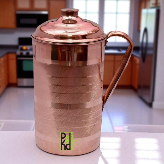 Peekdee Pure Copper Water Pitcher 1500 ML Silver touch Jug Handcrafted Ayurveda Benefits Jug