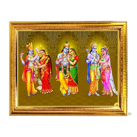 Peekdee Radha Krishna Ram Sita Vishnu Lakshmi Hindu Religious Photo Frame With Photo 30 x 40 cm