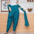 thumbnail image 1 of Peekdee Women Cotton Solid Patiala Salwar With Dupatta Set Teal Blue Traditional And Ethnic Wear One Size, 1 of 4