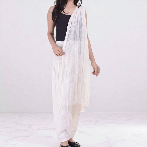 Peekdee Women Cotton Solid Patiala Salwar With Dupatta Set White Traditional And Ethnic Wear One Size Plus