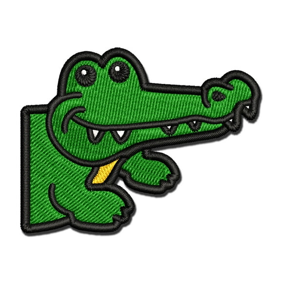 Peeking Alligator Applique Multi-Color Embroidered Iron-On Patch - 2.0 Inch Mini