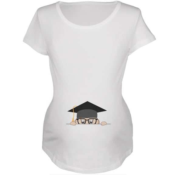 Peeking Baby Graduation White Maternity Soft T-Shirt - Small