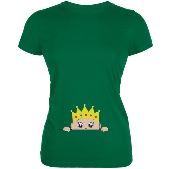 Peeking Baby My Little Prince Kelly Green Juniors Soft T-Shirt - Small