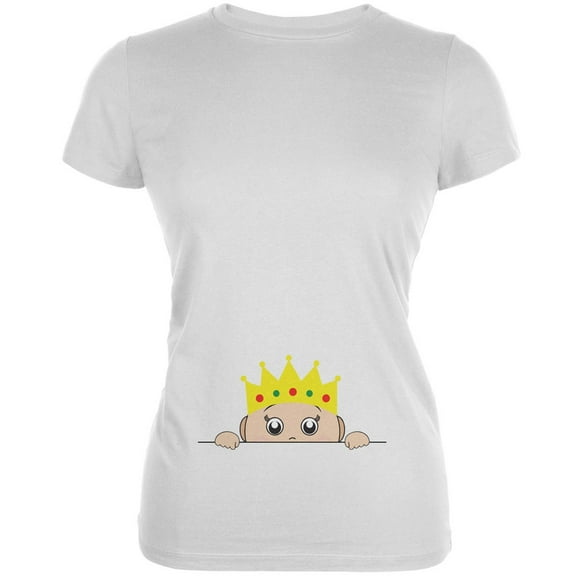 Peeking Baby My Little Prince White Juniors Soft T-Shirt - Medium