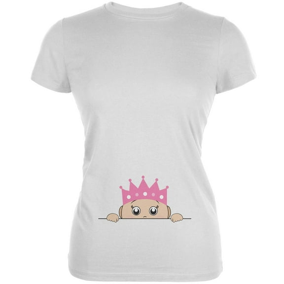 Peeking Baby My Little Princess White Juniors Soft T-Shirt - X-Large