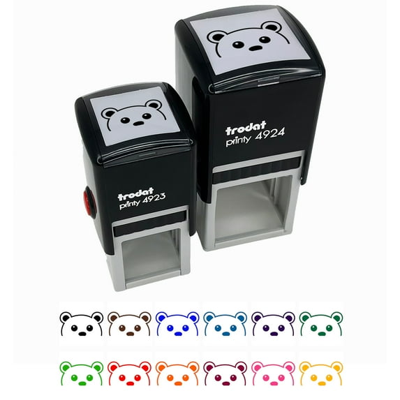 Peeking Bear Self-Inking Rubber Stamp Ink Stamper - Green Ink - Small 1 Inch