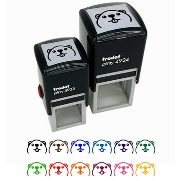 Peeking Beaver Self-Inking Rubber Stamp Ink Stamper - Black Ink - Small 1 Inch