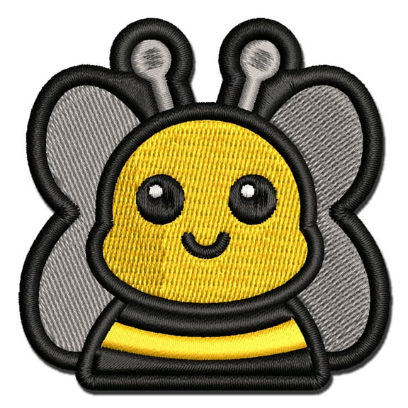 Peeking Bee Applique Multi-Color Embroidered Hook & Loop Patch - 3 Inch Medium