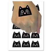 Peeking Black Cat Water Resistant Temporary Tattoo Set Fake Body Art Collection - 54 1" Tattoos (1 Sheet)