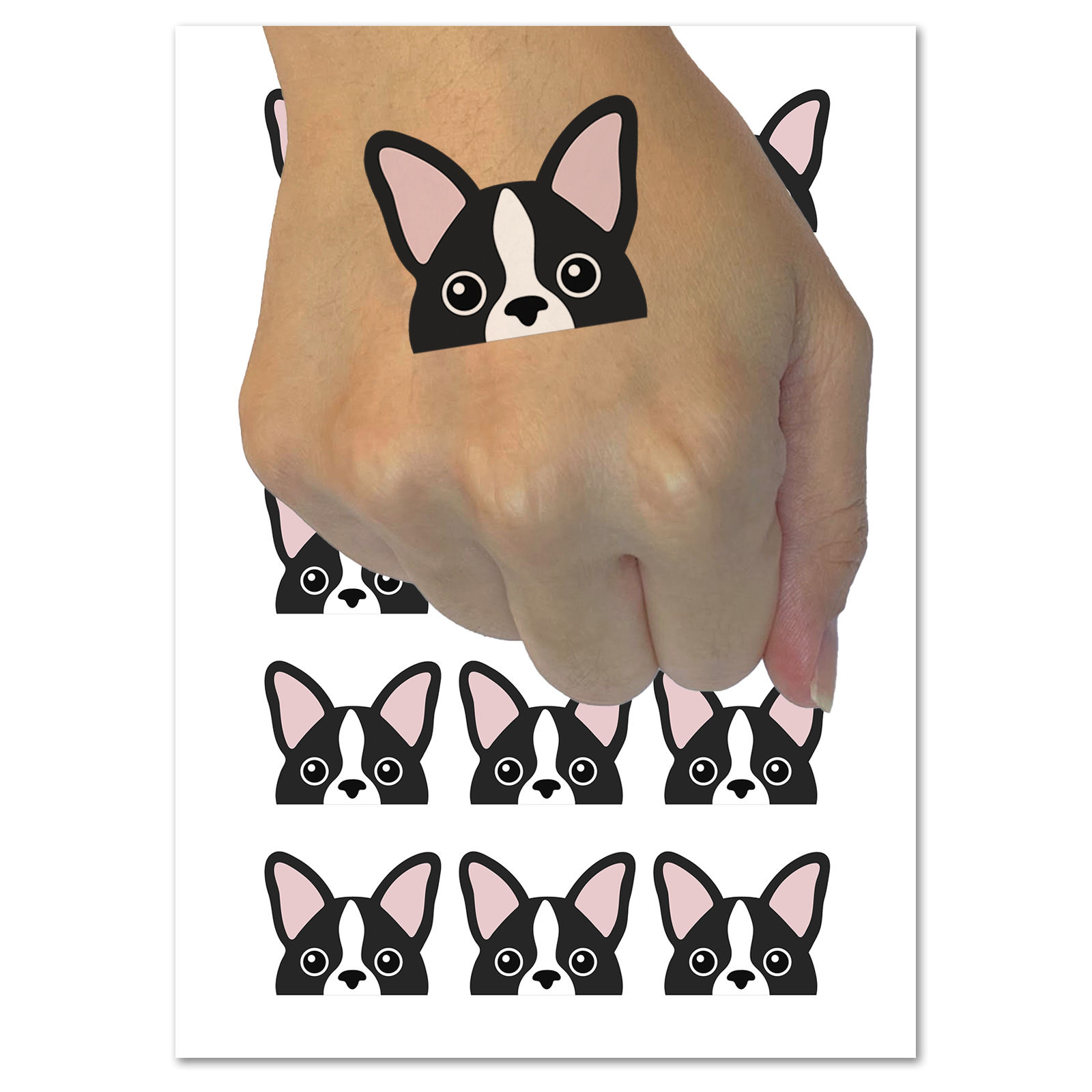 Swavecat Boston Terrier Peeking Stickers - 50PCS Vinyl Decals For Water Bottles, Laptops, Gifts & Crafts - View #2
