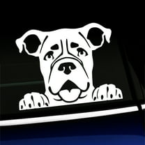 Peeking Boxer - Vinyl Car Decal - Choose Color - [WHITE]