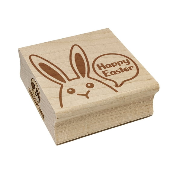 Peeking Bunny Happy Easter Square Rubber Stamp Stamping Scrapbooking Crafting - Large 2.75in