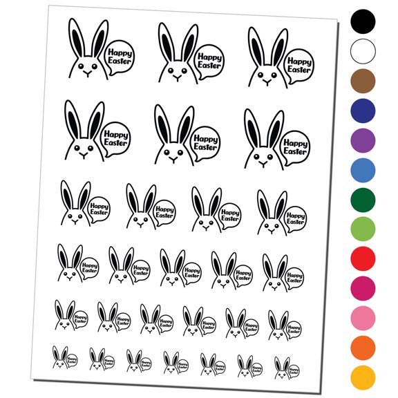 Peeking Bunny Happy Easter Water Resistant Temporary Tattoo Set Fake Body Art Collection - Purple