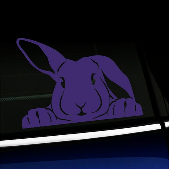 Peeking Bunny - Vinyl Decal - Choose Color - [PURPLE]