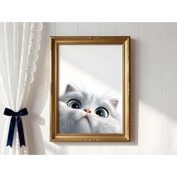 Peeking Cat Animation Kitten Eyed Architecture Wall Art Wall Decor Unframed Paper Print